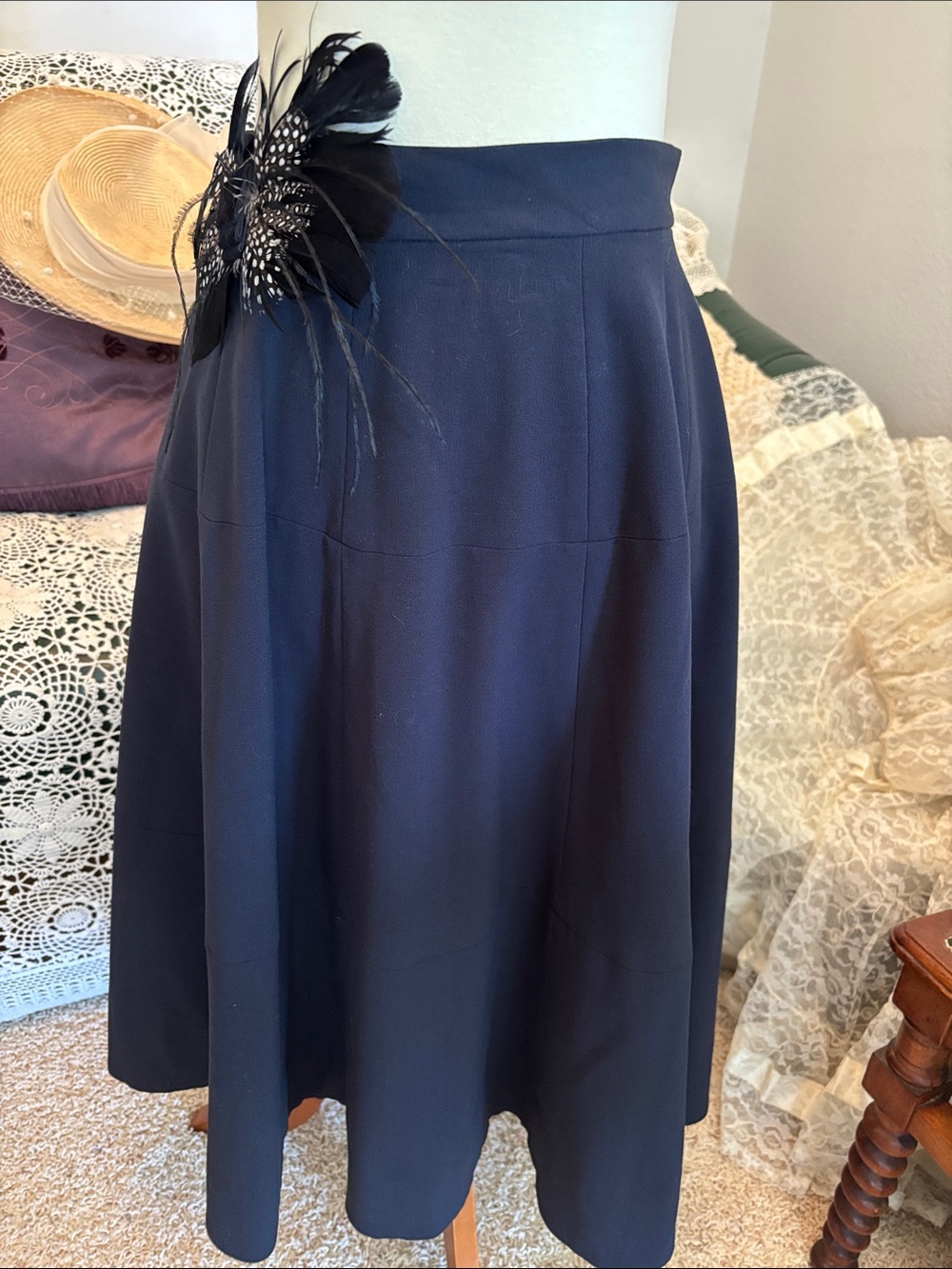 Cartonnier Navy A-Line Midi Skirt